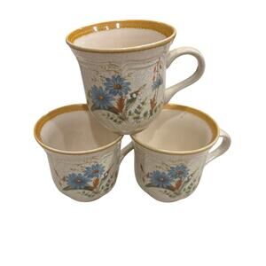 Mikasa 3PCS Made in Japan Floral Blue Daisy Print Tea Cup Coffee Mug Kitchenware